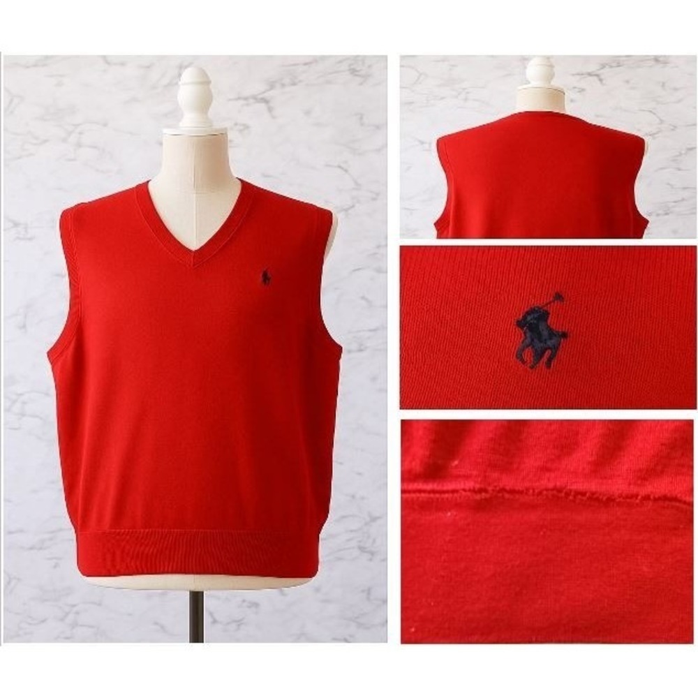 Polo Ralph Lauren Men Sweater Vest XL‎ Rib Knit Logo Crest Preppy Classic